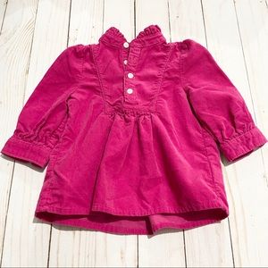 RALPH LAUREN Pink Half Button Up Flutter Top 3mos